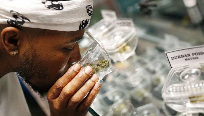 man in dispensary smelling New Jersey Legalized Recreational Marijuana